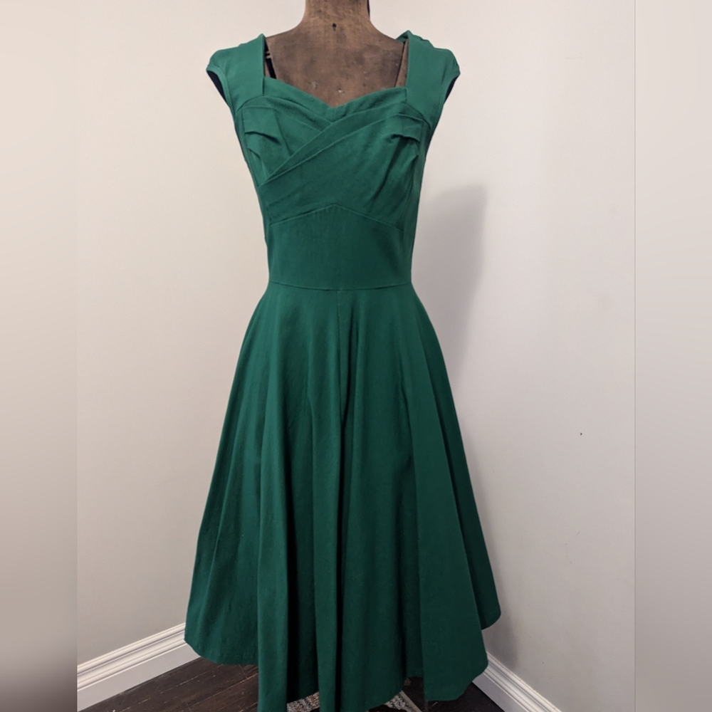 Green Capped Sleeve Dress